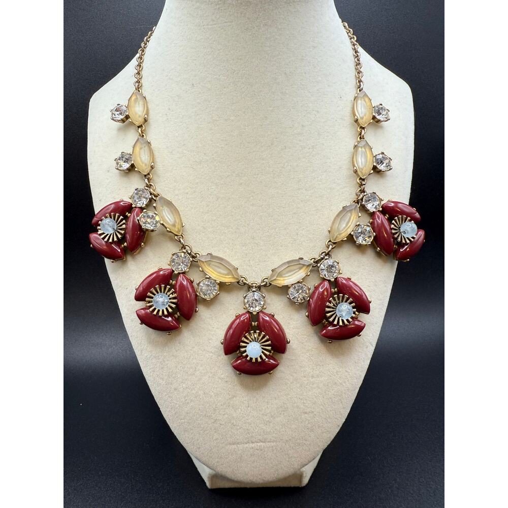 J Crew Signed Floral Themed Statement Necklace